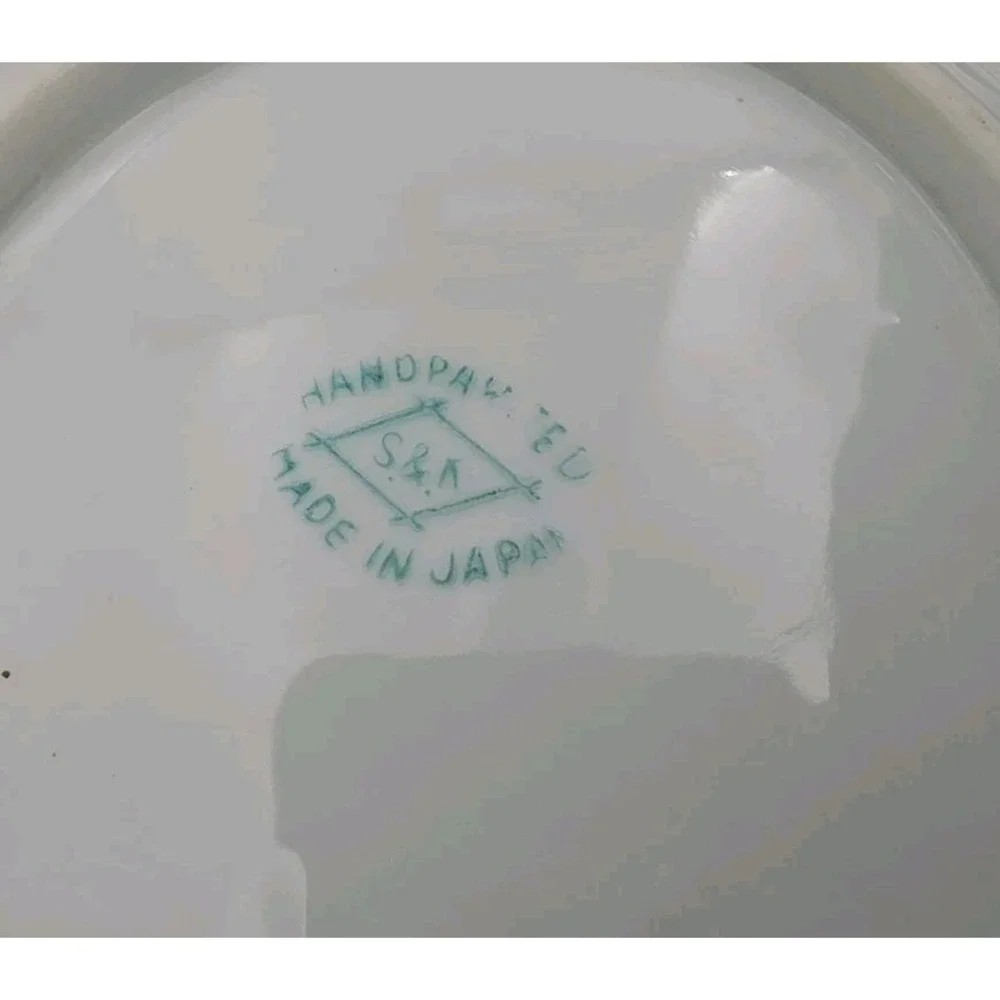 Vintage Japanese Eggshell Porcelain Mount Fuji Cup Snack Plate Set with Candle